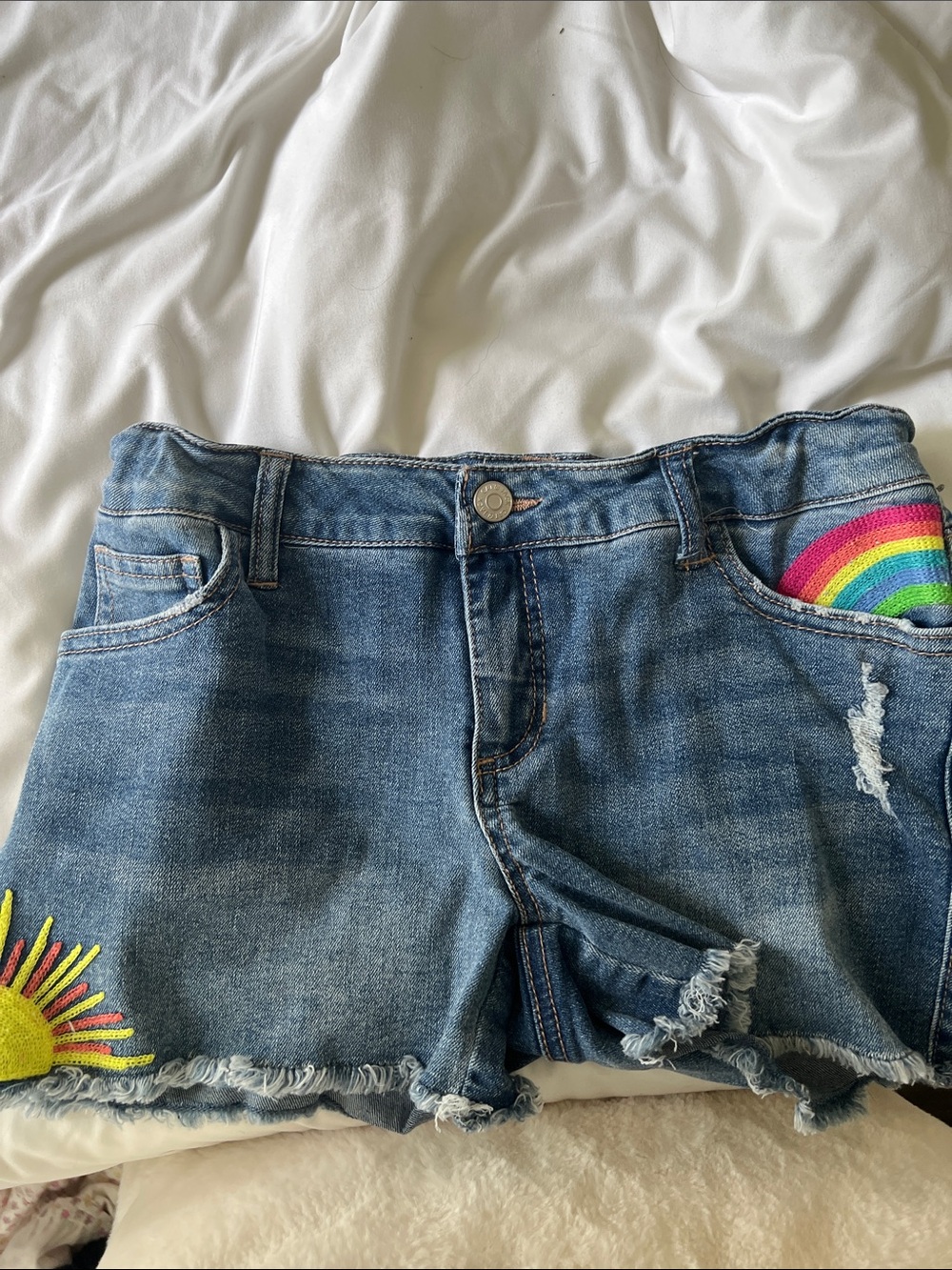 Cat & Jack Denim Shorts with Rainbow & Sun Patches